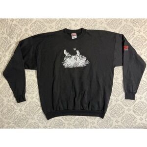 VTG 90s Hanes Bear Butterfly‎ Graphic Sweatshirt Adult XL Fleece Nature Kidcore